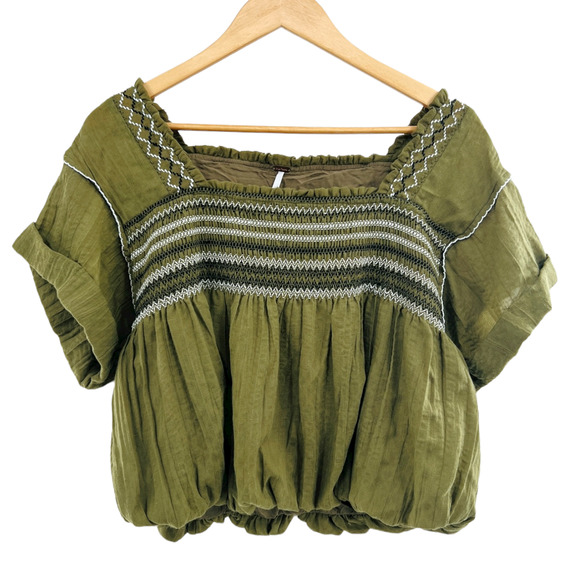 Free People Tops - FREE PEOPLE Wandering Skies Green Top size medium bohemian prairie spring
